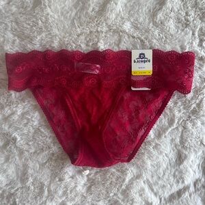 Tempted red lace panties, new with tags, size medium, bikini
